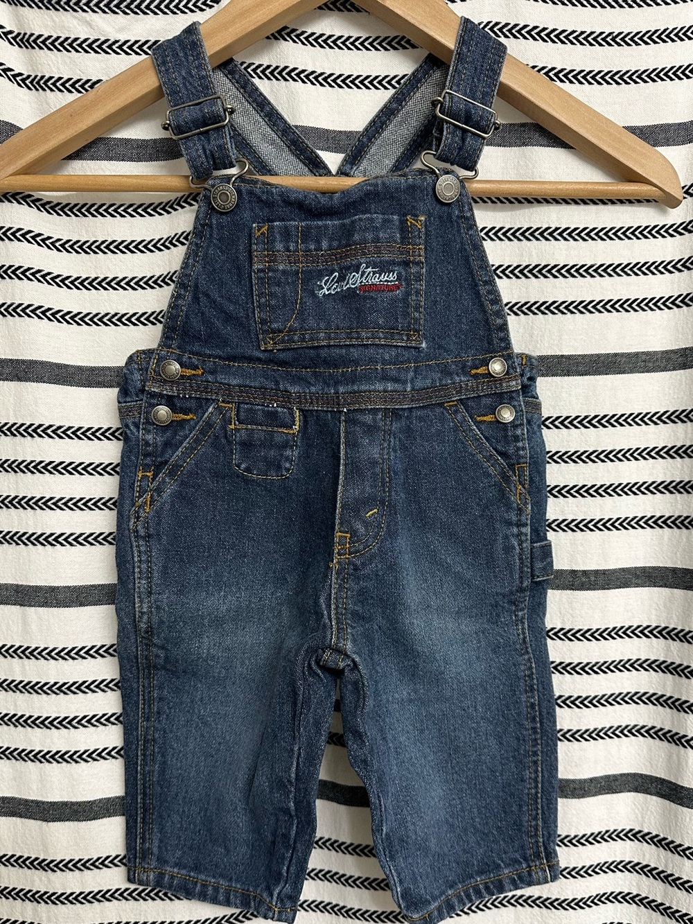 Vintage Levi Strauss Toddler Denim Overalls Blue Script Logo Bib-NWOT Size 6-9M